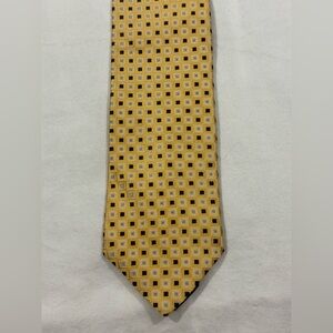 Tommy Hilfiger Yellow Geometric Silk Tie Classic Preppy USA Made